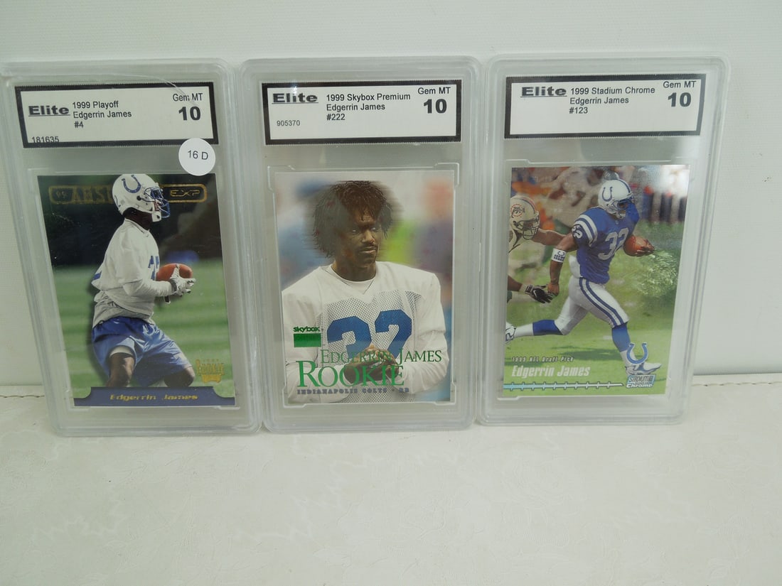 1999 Edgerrin James Rookie Lot of 3 - Slabbed by Elite Grading (1 of 5)