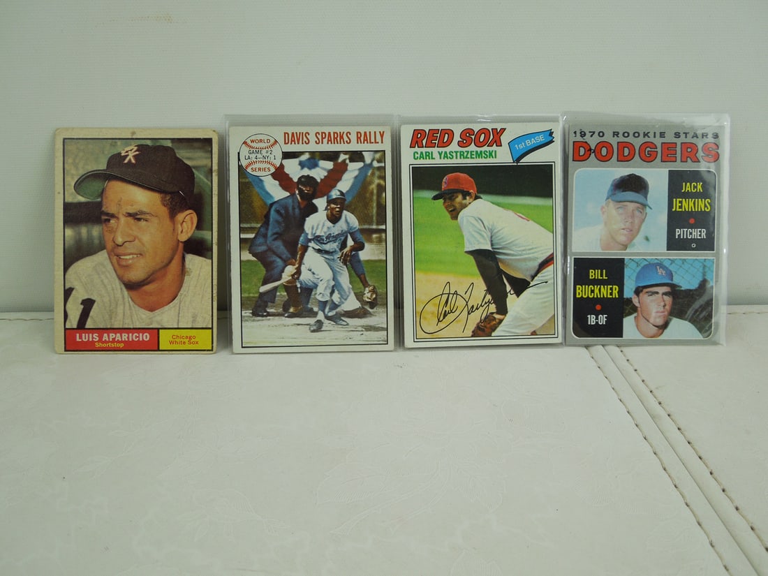 Lot of 4 Vintage Topps Baseball Cards - Varying Conditions - Luis Aparicio, Carl Yastrzemski, (1 of 6)