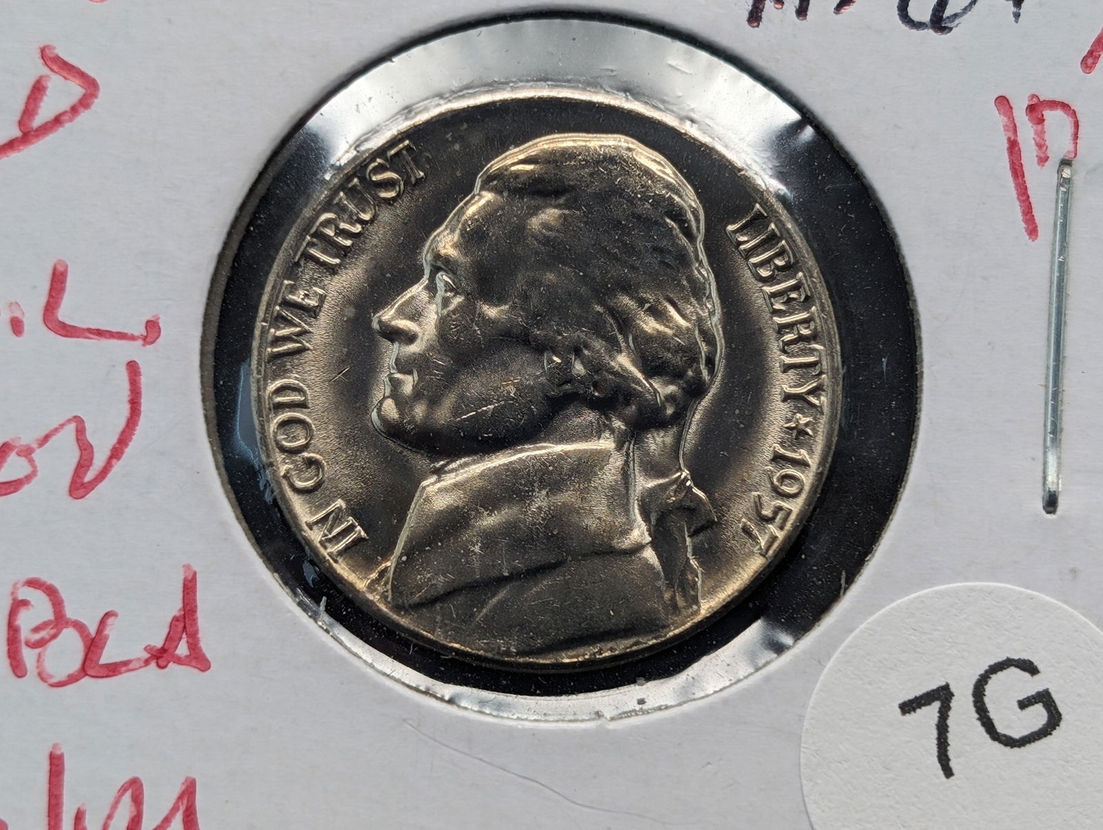 1957-D CH BU Jefferson Nickel ERROR, Double MM: 1957-D CH BU Jefferson Nickel ERROR, Double MM