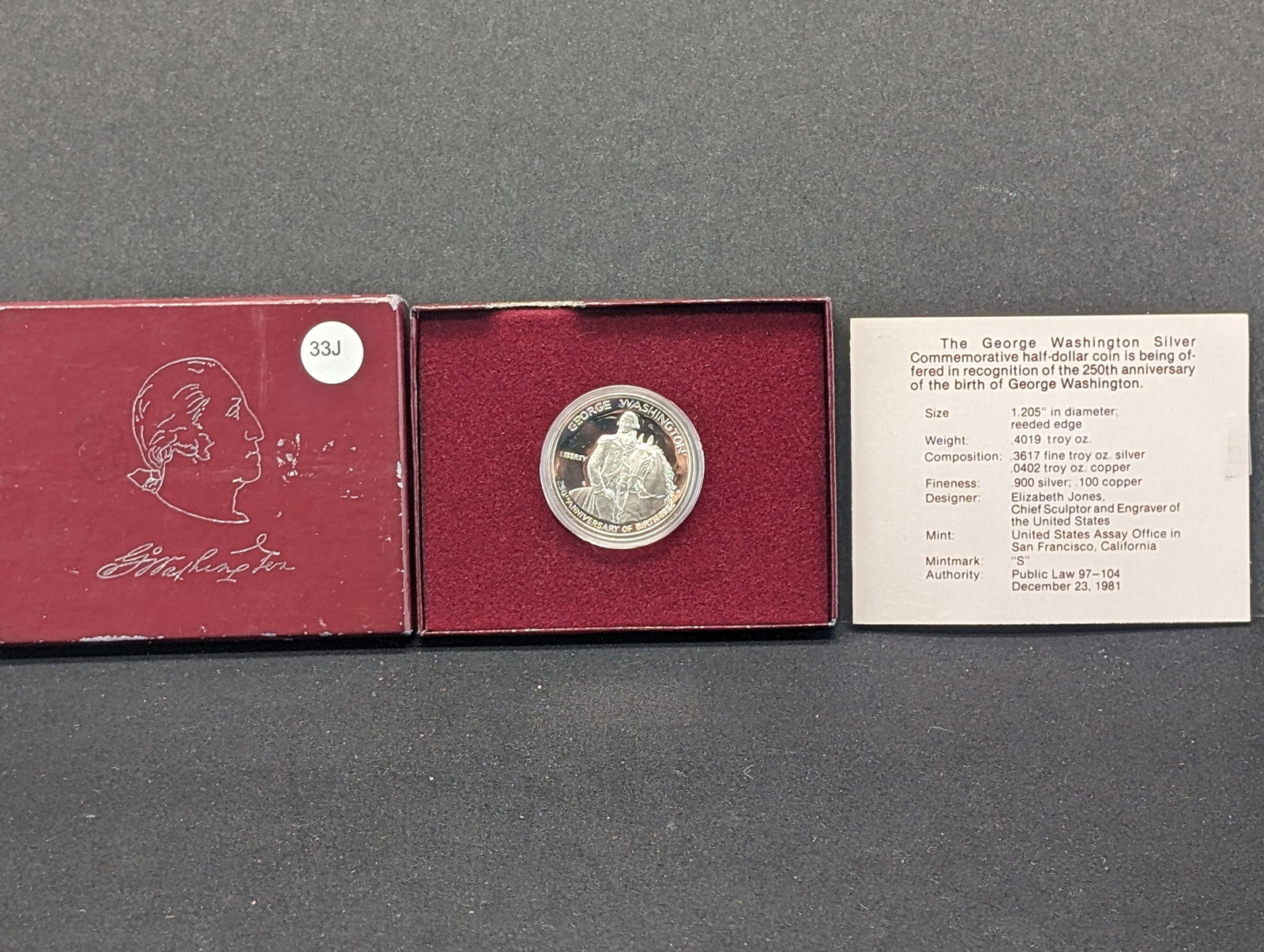 1982-S Proof George Washington Commemorative Silver Half Dollar (1 of 3)