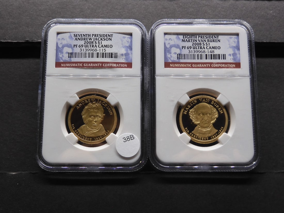 2008-S Andrew Jackson + Martin Van Buren Presidential Dollars NGC Graded PF69 Ultra Cameo (1 of 8)