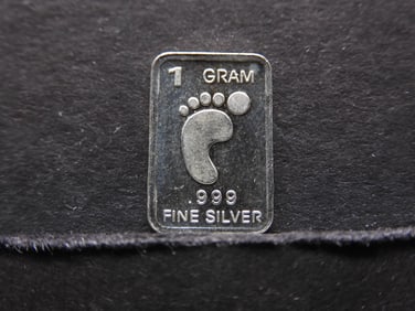 .999 Fine Silver Fractional Bar, Baby Foot Print
