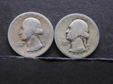 1936-P+D 90% Silver Washington Quarters