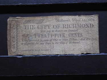 1862 Richmond, VA 25c Note.  Circulated.