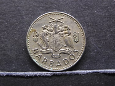 SUPER RARE 1981 Barbados 25c. Coin. ONLY 327 EVER Minted. VERY SCARCE