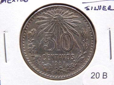1907 Mexico Silver 50 Centavos.