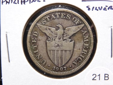 1907 Philippines Silver 50 Centavos.
