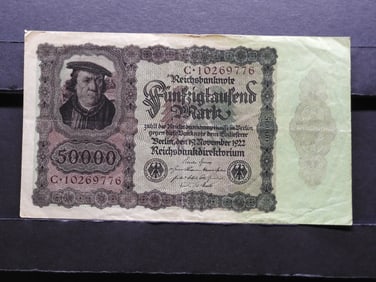 1922 Germany 50000 Reichsbanknote. Scarce Post WWI Note