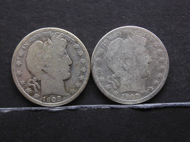 (2) 1908-D Damaged Barber Half Dollars