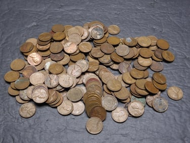 200 Wheat Cents.  Circulated.