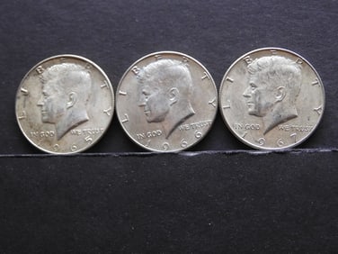 1965, 1966, 1967 40% Silver Kennedy Half Dollars