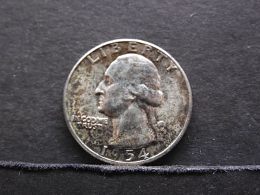 1954 AU 90% Silver Washington Quarter