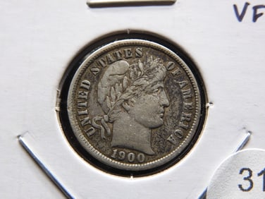 1900 Barber Dime. VF.