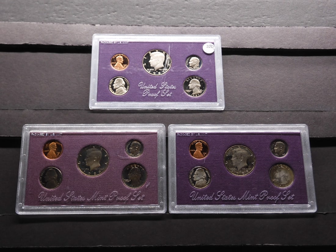 3 - U.S. Mint Proof Sets. 1987-S, 1988-S, and 1989-S. (1 of 7)