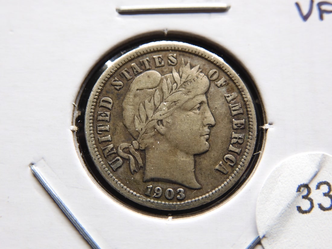 1903 Barber Dime. VF. (1 of 3)