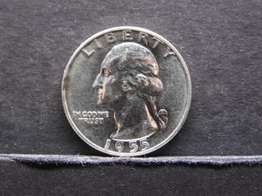 1955-D UNC 90% Silver Washington Quarter