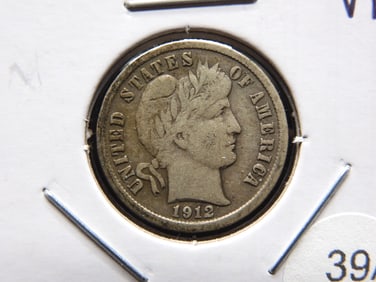 1912-D Barber Dime.  VF.
