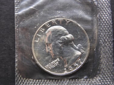 1957 UNC 90% Silver Washington Quarter
