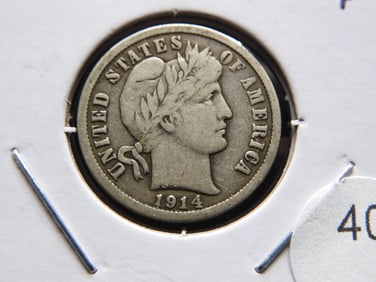 1914-D Barber Dime. Fine.