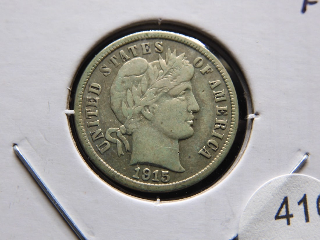 1915 Barber Dime. Fine. (1 of 3)