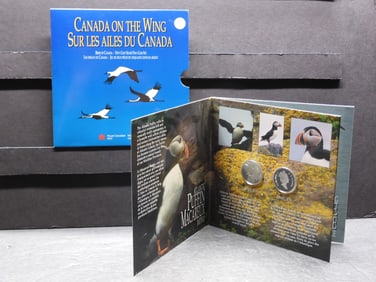1995 Canadian Sterling Silver Fifty Cent 2 Coin Set. "Canada On The Wing".