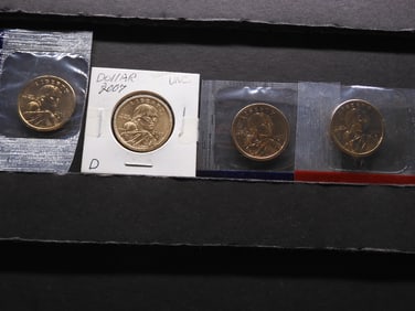 2000-P+D, 2002-P, 2007-D UNC Sacagawea Dollars