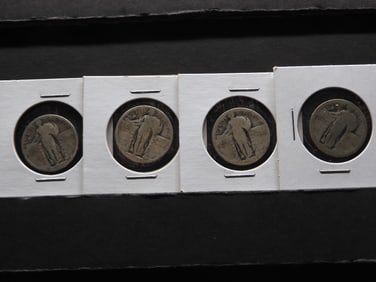 (4) Dateless 90% Silver Standing Liberty Quarters