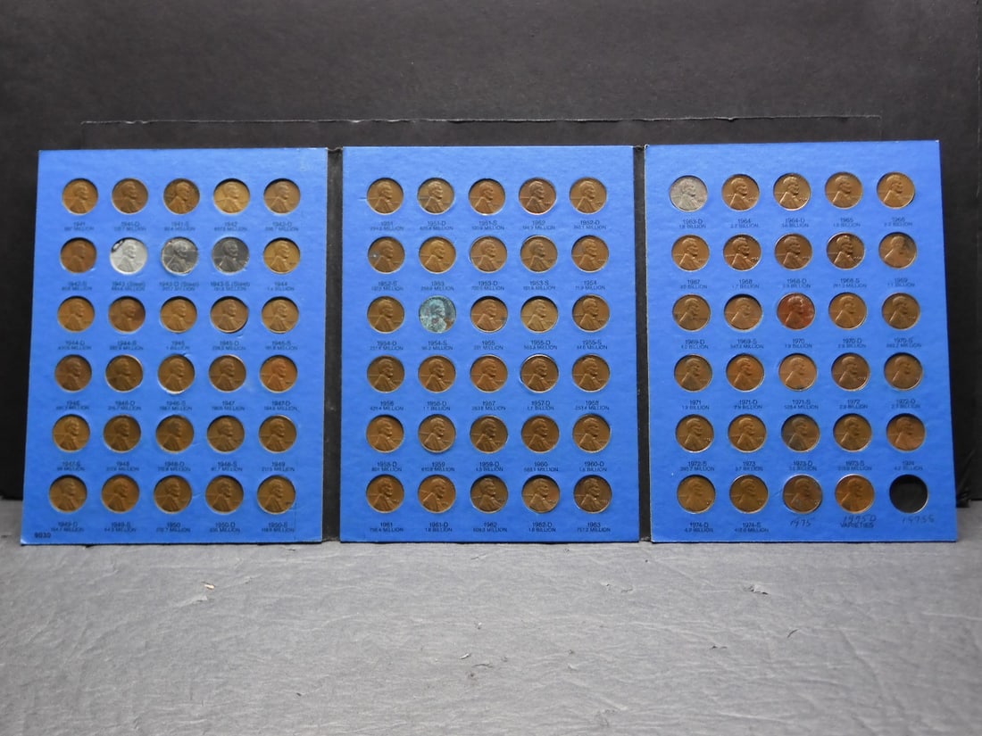 1941-1975 Lincoln Cents Set.  Complete. 89 Coins (1 of 8)