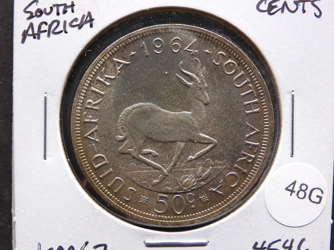 1964 South Africa 50 Cents, 50% Silver. GEM UNC (1 of 3)