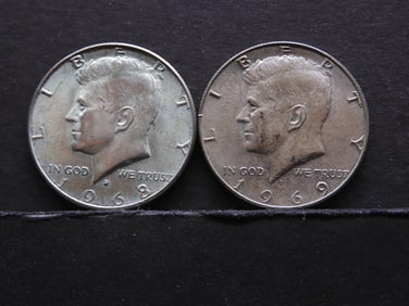 1968-D + 1969-D 40% Silver Kennedy Half Dollars
