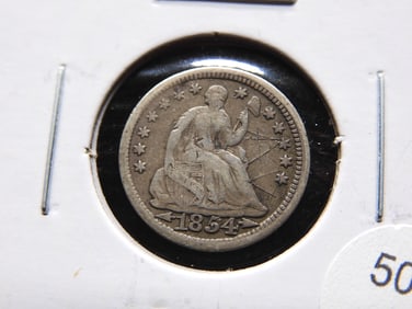 1854 Seated Half Dime.