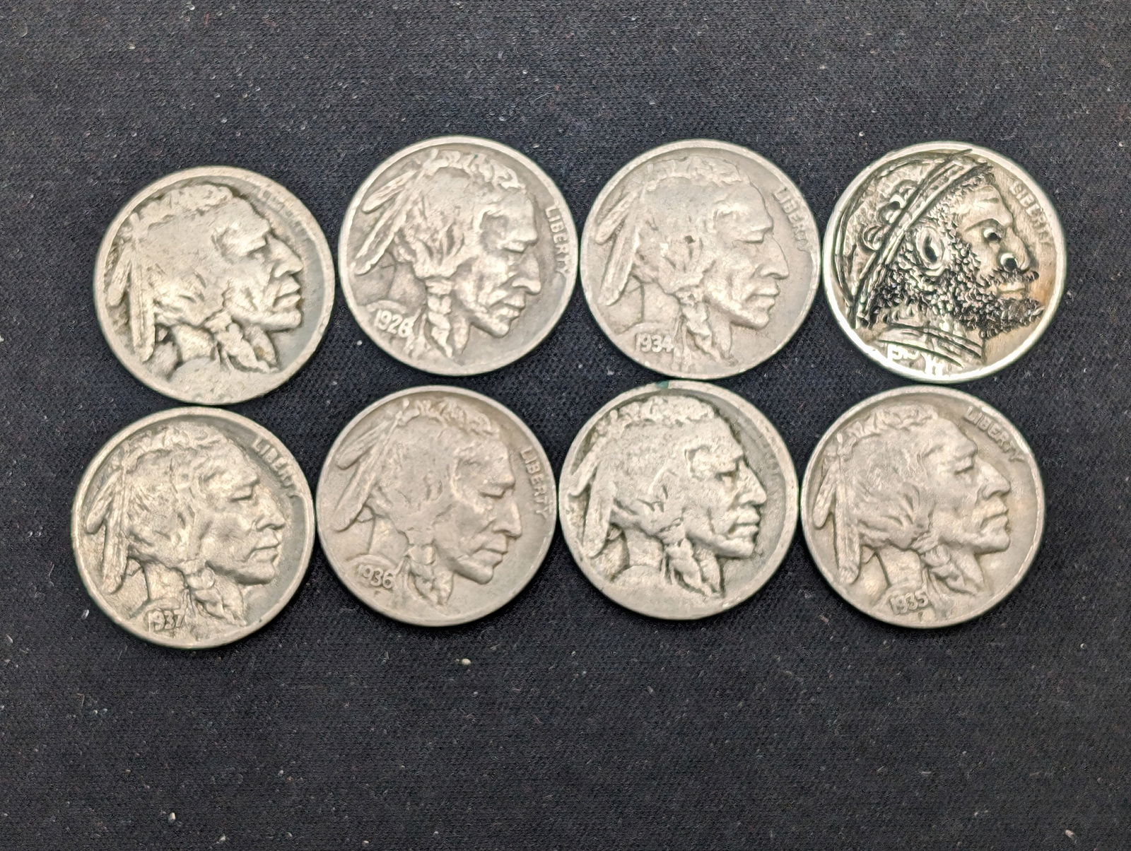 Group of Buffalo Nickels (2) 1913 Type 1, 1915 Hobo, plus (5) others (1 of 2)