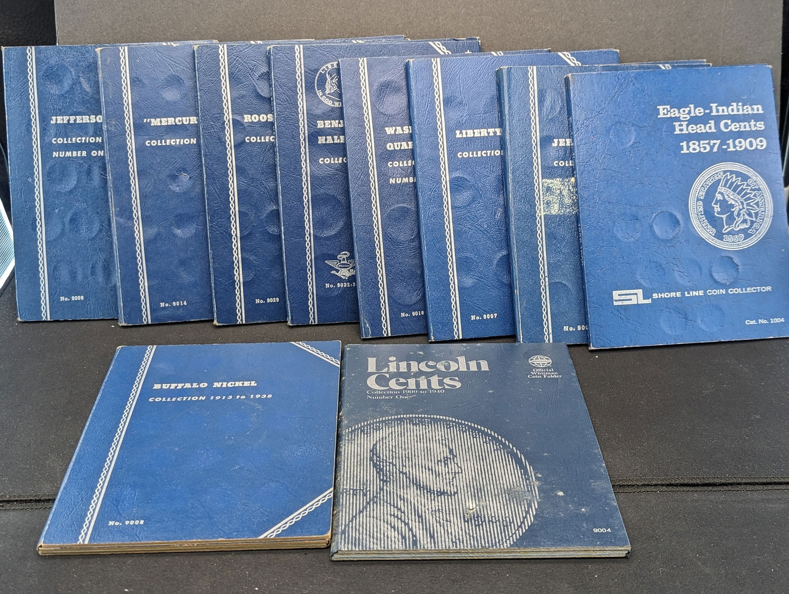 Assortment Of 10 Different EMPTY Whitman Punch-In Coin Folders.  Cents, Nickels, Dimes, Quarters, Ha (1 of 5)