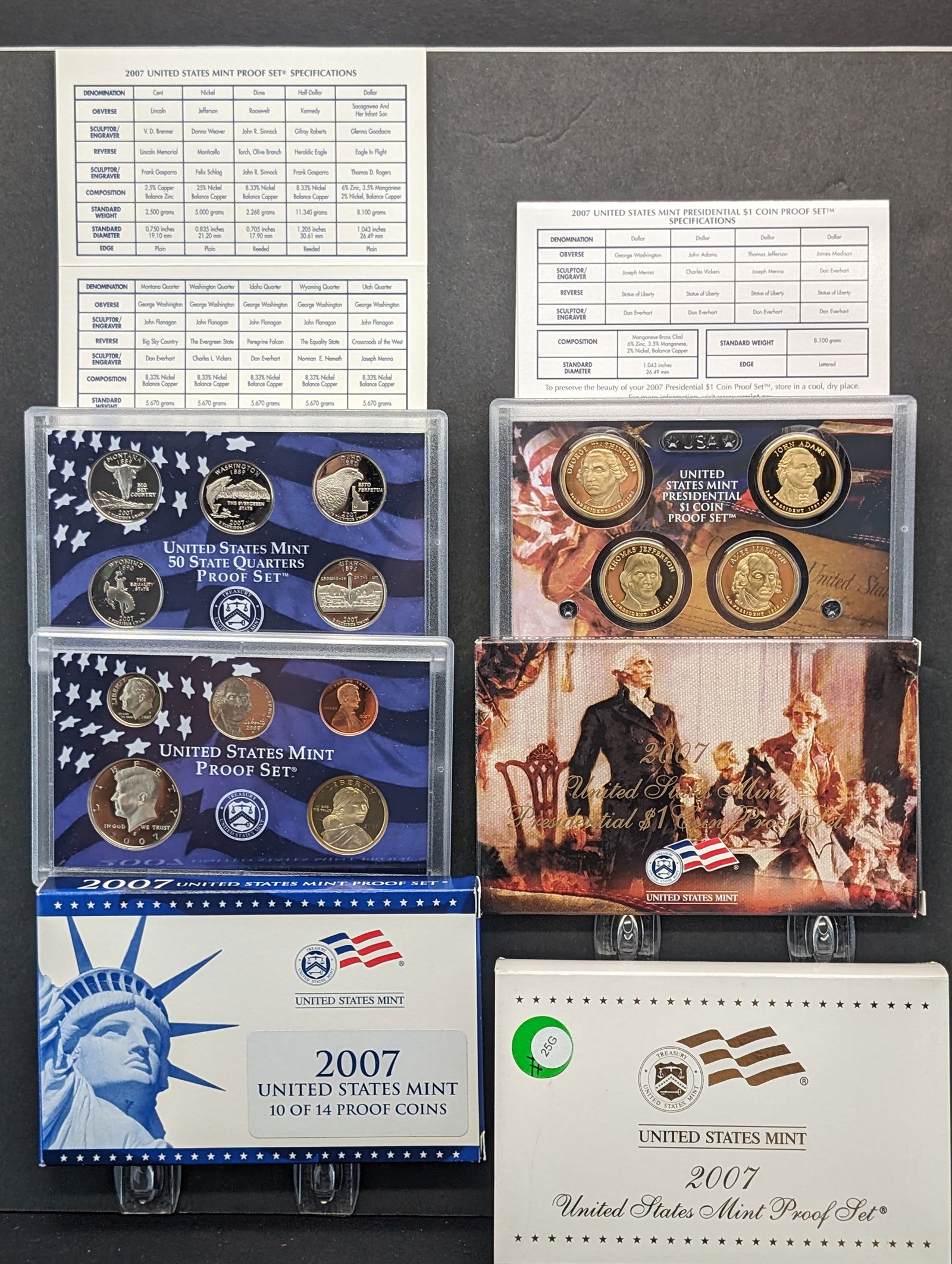 2007-S US Mint Proof Set OGP - 14 Coin Set. Includes 50 State Quarters and Presidential Dollars (1 of 9)