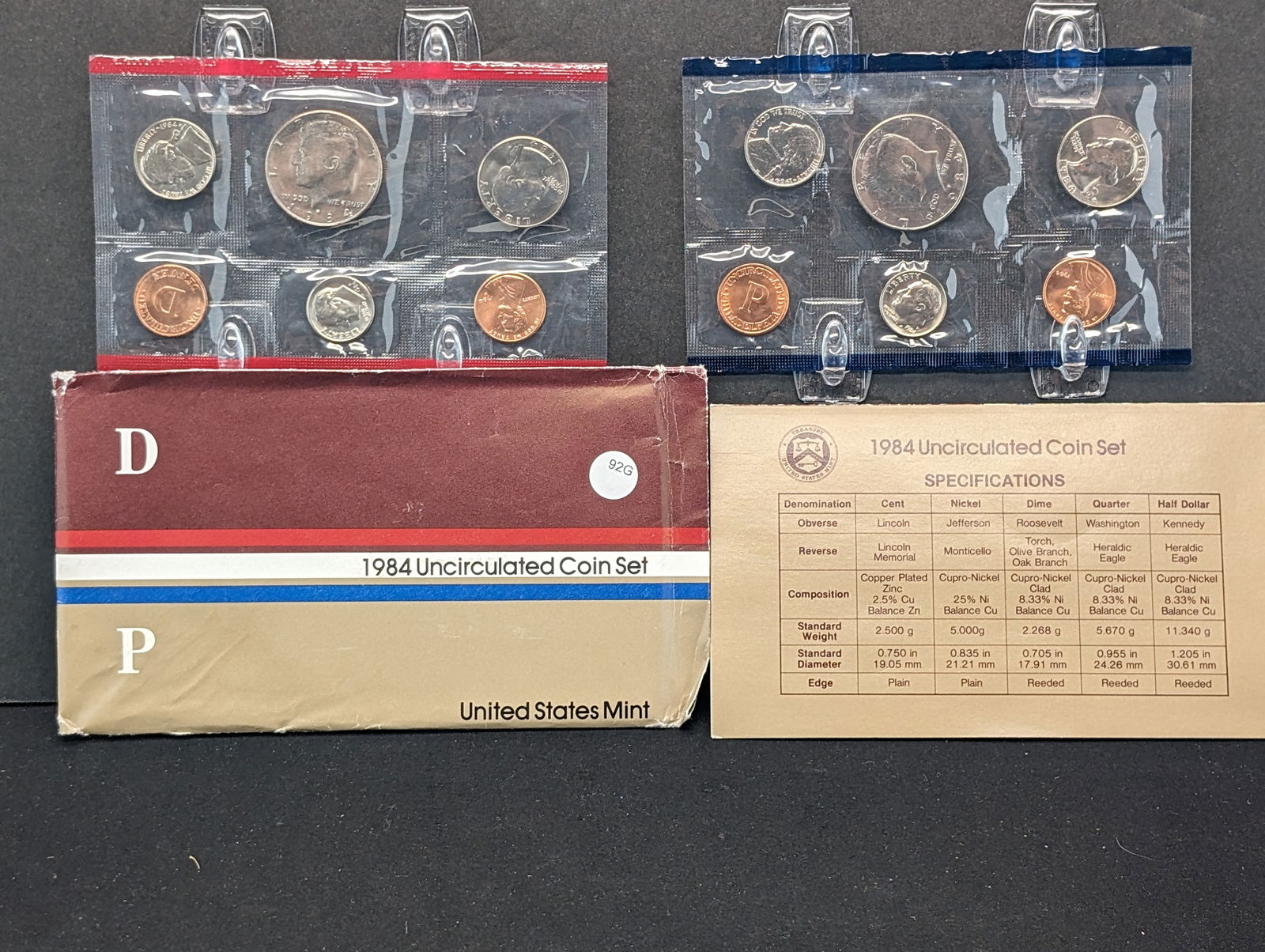 1984 P,D US Mint Uncirculated Coin Set. OGP (1 of 6)