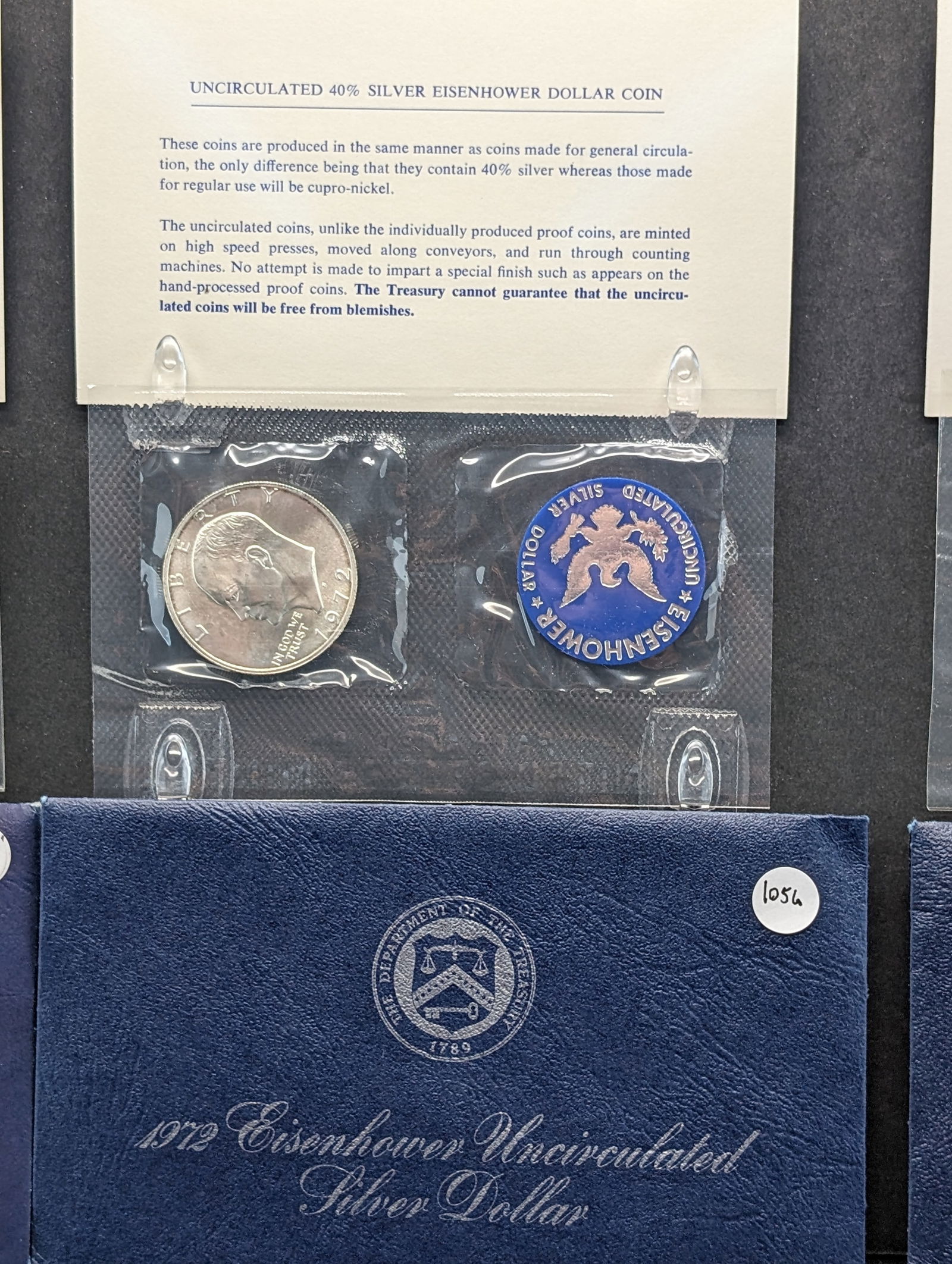 1972 S GEM BU Silver Ike Dollar in Original Blue Pack (1 of 4)