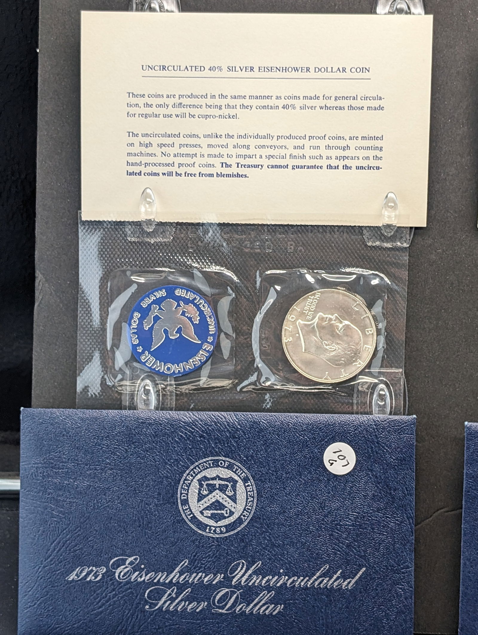 1973 S GEM BU Silver Ike Dollar in Original Blue Pack (1 of 4)