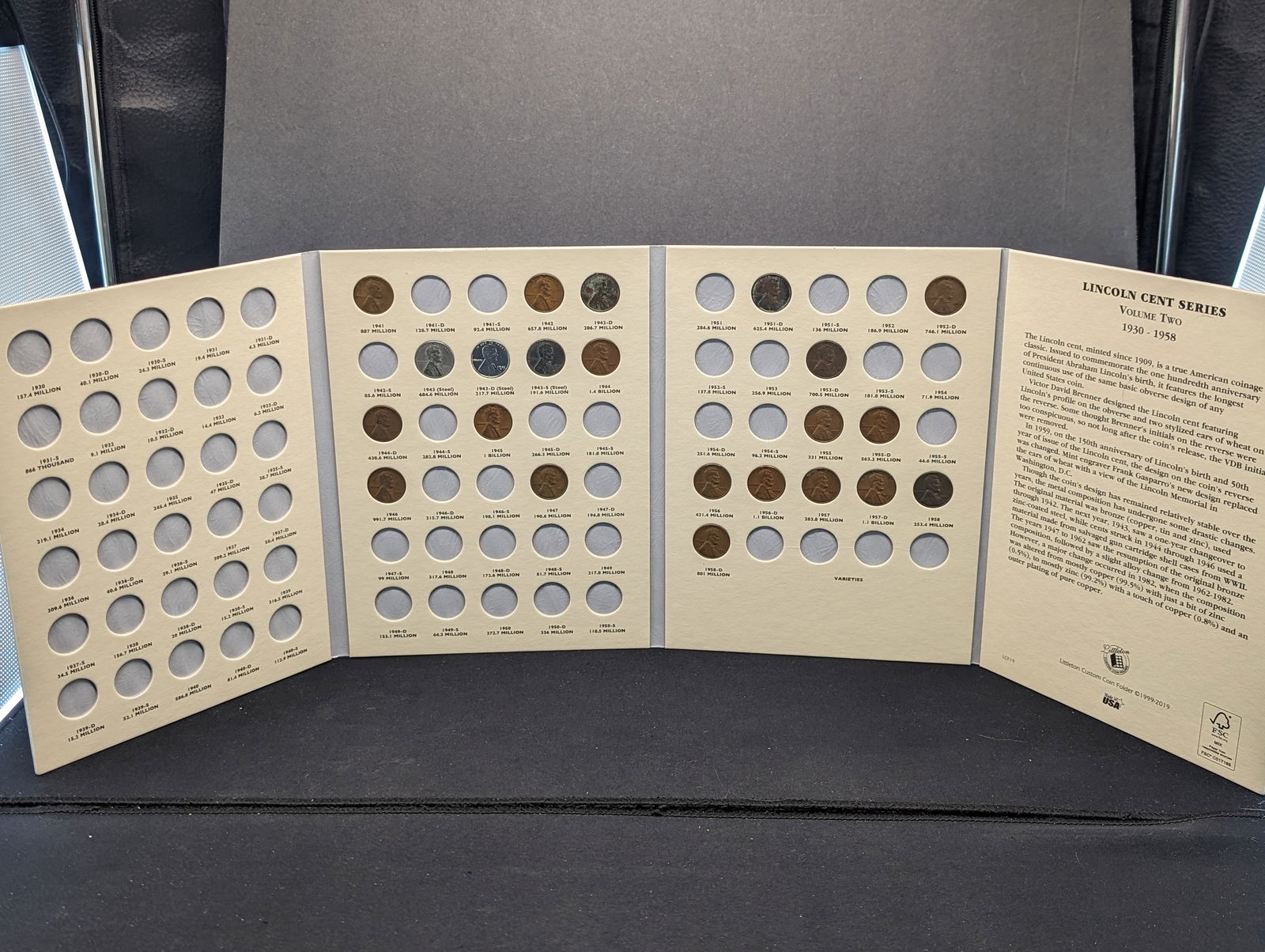 Littleton Lincoln Cent Album Vol. 2 1930-1958- 22 Coins (1 of 5)