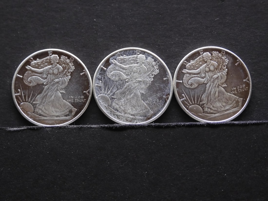 1/4th Oz. Each .999 FINE SILVER Walking Liberty Designed Coins (3 Pcs) (1 of 2)
