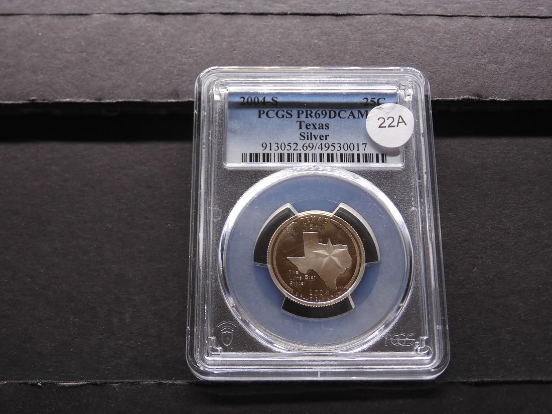 2004-S Texas silver Washington Quarter. Slabbed by PCGS, top grader, as Proof 69, Deep Cameo. (1 of 4)