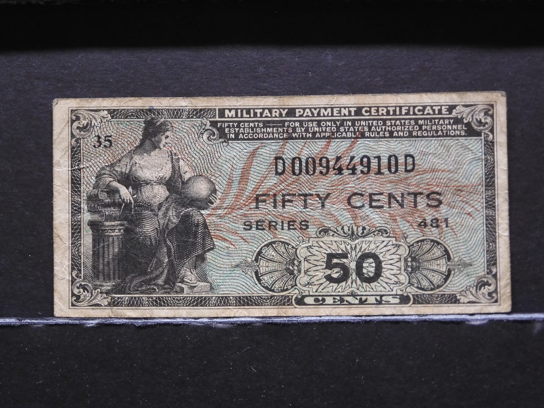 Series 481 50 Cent Military Payment Certificate. Used primarily in Korea, 1951-54 (1 of 3)