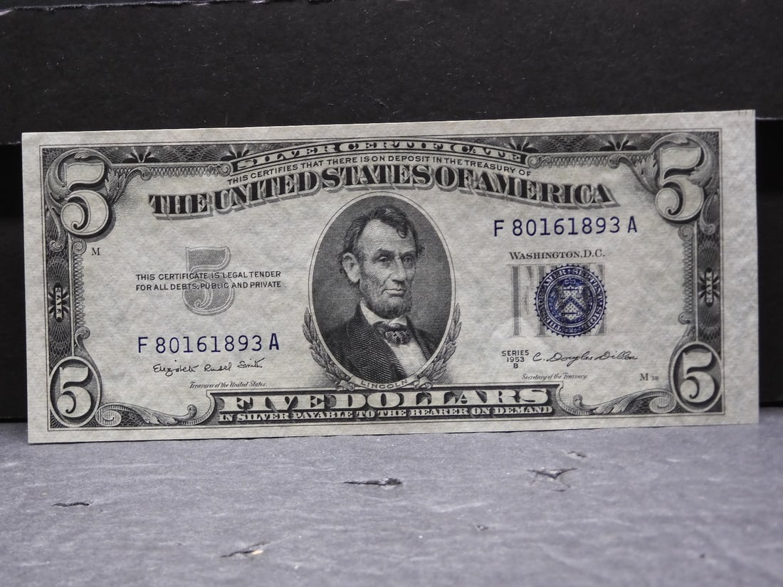 1953 B $5 Silver Certificate. Choice Crisp Uncirculated. (1 of 3)