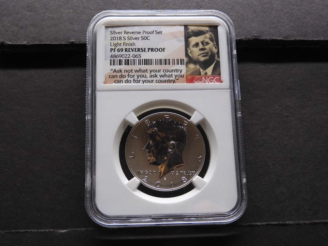2018-S LIGHT FINISH Kennedy Silver Half Dollar - NGC PF69 REVERSE PROOF (1 of 4)