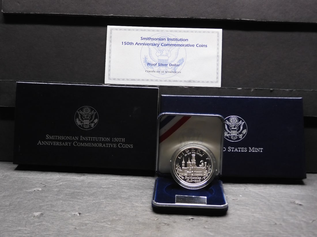 1996-P PROOF Smithsonian Institution 150th Anniv. Commem Silver Dollar in OGP w/ COA (1 of 4)