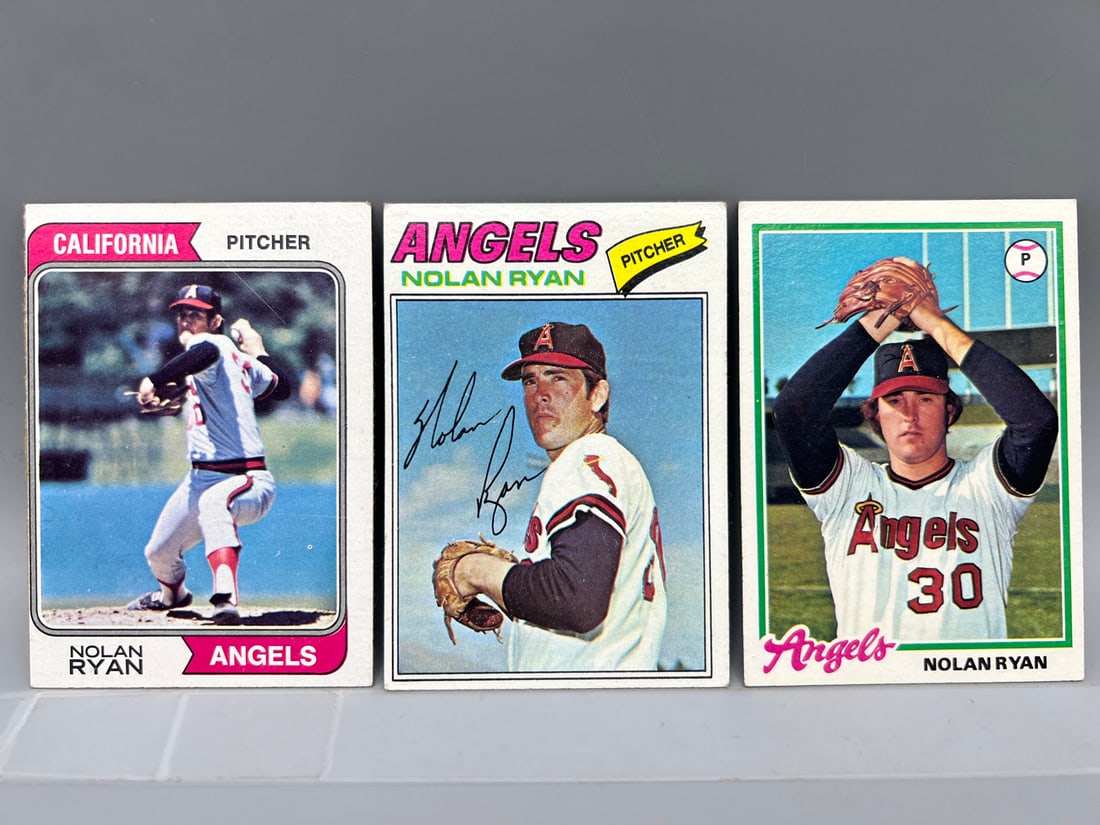 1974 Topps Nolan Ryan #20, 1977 Topps Nolan Ryan #650, & 1978 Topps Nolan Ryan #400 (1 of 2)