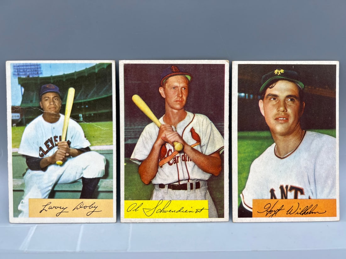 1954 Bowman Larry Doby #84, Red Schoendienst #110, & Hoyt Wilhelm #57 (1 of 2)