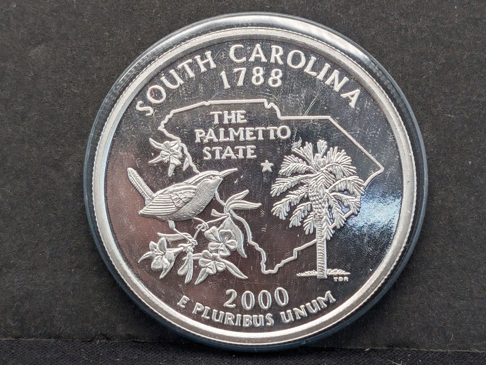 2000 South Carolina State Quarter Design 1 Troy Ounce .999 Fine Silver Round (1 of 2)