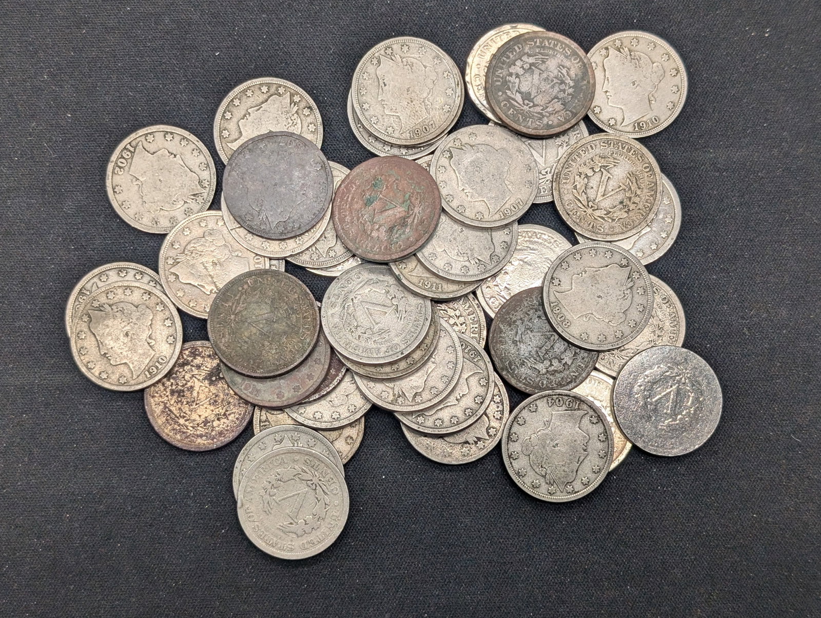 45 Mixed V Nickels: 45 Mixed V Nickels