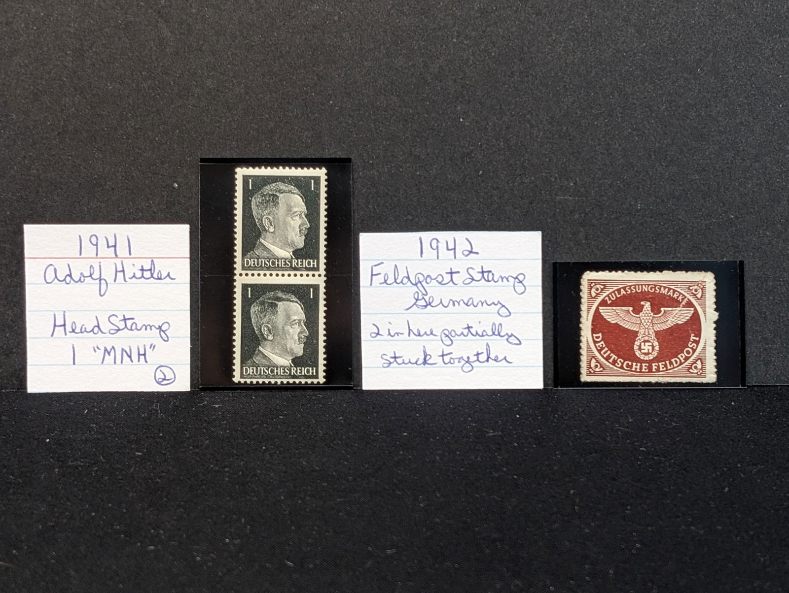 (2) 1941 German Leader Head Stamps + (2) 1942 Germany Feld post Stamps (1 of 3)