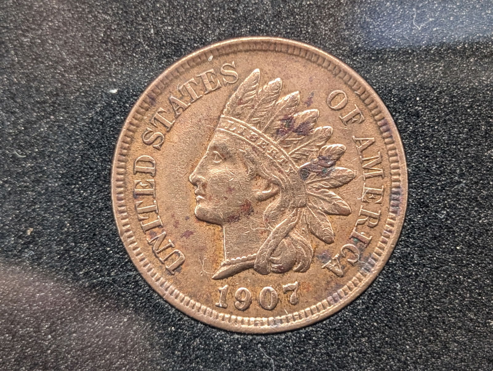 1907 Indian Head Cent, Full Liberty, 4 Diamonds, Spotted (1 of 3)